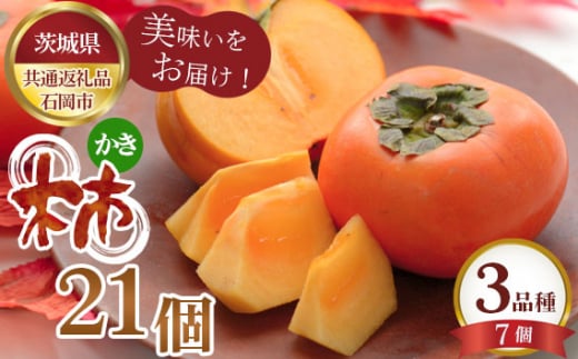 No.311 【先行予約】柿　21個（3品種×7個）【茨城県共通返礼品 石岡市】 ／ 旬 新鮮 かき カキ 果物 フルーツ 茨城県 特産品