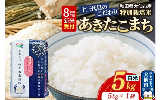 米《令和8年産 新米受付》あきたこまち【白米】5kg（5kg×1袋）十三代目のこだわり 特別栽培米 [先行受付 お米 こめ 白米 精米 特別栽培米 あきたこまち ブランド米 秋田県産 大仙市]