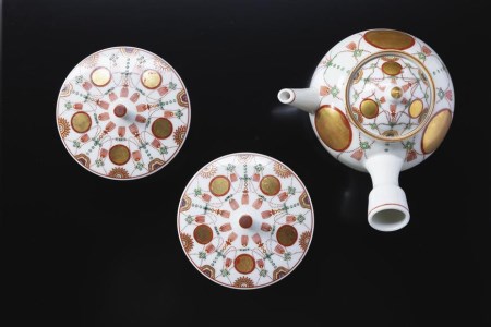 【柳桜園×京焼】最高級茶各種詰合せ×京焼茶器セット（叶松谷作 赤絵金襴手瓔珞急須＆蓋付汲出2客）