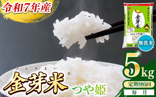 【定期便】BG無洗米・金芽米つや姫 5kg×6ヵ月 （毎月）【令和7年産 6ヶ月 時短 健康 米 BG 無洗米 計30kg 精米 半年間 島根県産 節水 アウトドア キャンプ 東洋ライス おすすめ 島根県 安来市】【価格改定】【90-SS-43】