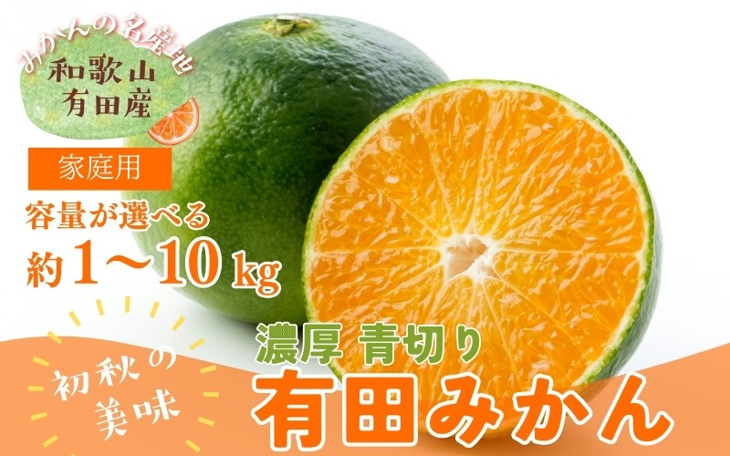 
                  【訳あり・ご家庭用】青切り有田みかん ＼容量が選べる／ 約1～10kg【2026年9月中旬～10月上旬頃に順次発送予定】
                