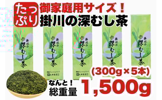 御家庭用サイズ掛川深蒸し茶300g×5袋セット　茶審査技術八段 掛川最高有段者 大井丈司監修!【1096814】