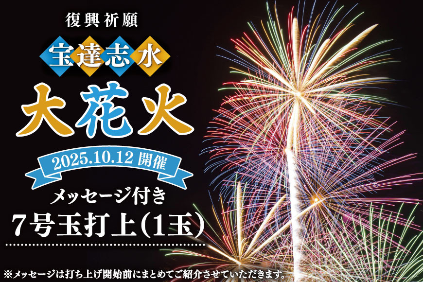 
            【復興祈願・宝達志水大花火】メッセージ花火7号玉(1玉)《2025年10月12日開催》 [宝達志水大花火実行委員会 石川県 宝達志水町 38601183] 期間限定 メッセージ花火 チケット 券 観光 旅行 体験
          