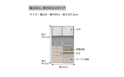 【ウォールナット】キッチンボードRU-S1202R [No.1010] ／ 家具 インテリア ハイカウンタータイプ 食器棚 岐阜県