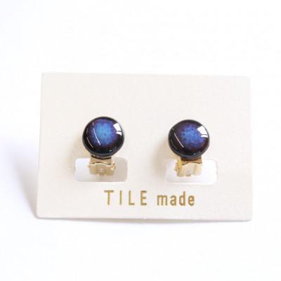 ふるさと納税 瑞浪市 【美濃焼】青錆むらタイルイヤリング(直径10mm)