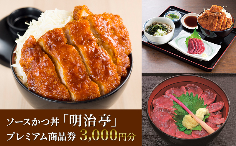 
ソースかつ丼「明治亭」プレミアム商品券（3,000円分） [№5659-1523]

