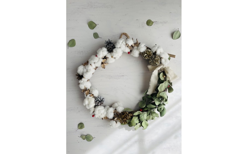 
                  コットンボールのリースキット1
                