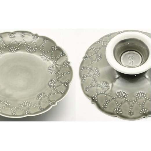 有田焼 惣次郎窯 大串真司 華やぎ 高台コンポート 7寸 グレー 24to3 西富陶磁器 A45-272_イメージ4