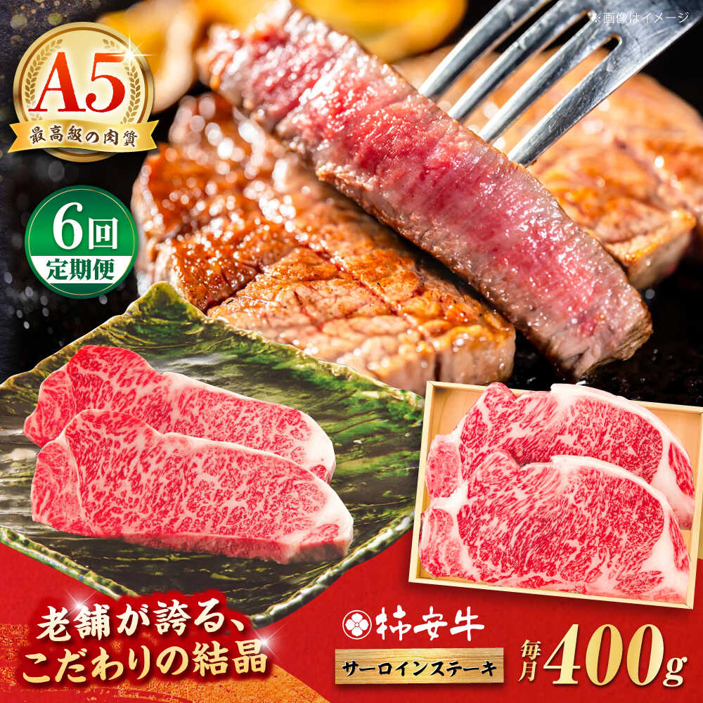 【ふるさと納税】【6回定期便】最高級A5等級 三重県産 黒毛和牛 柿安牛 サーロインステーキ 400g / 国産牛 ブランド牛 牛肉 冷蔵 敬老の日 ギフト プレゼント サーロイン ステーキ 定期便 / 亀山市 / 柿安本店 [AMBW022]