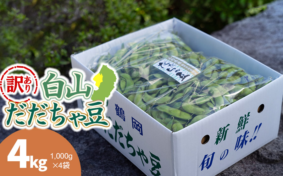 【令和8年産先行予約】【訳あり】白山だだちゃ豆　4kg（1kg × 4袋）　長五郎