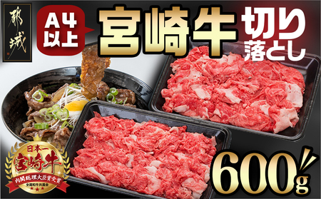 宮崎牛切り落とし600g_AA-8909_(都城市) 国産黒毛和牛 ブランド牛 牛肉 宮崎牛切落とし肉 300g×2パック 計600グラム 牛丼や炒め物などに 万能 冷凍 国産 九州産 宮崎県産 都城産