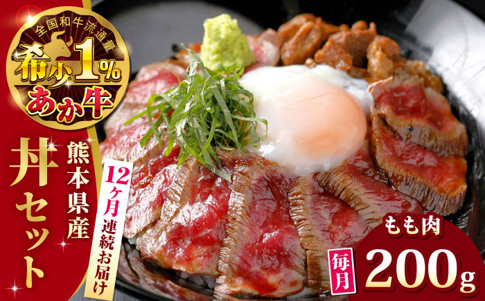 
【全12回定期便】熊本県産 あか牛 あか牛丼セット モモ 200g 冷凍 専用タレ付き あか牛のたれ付き 熊本和牛【有限会社 三協畜産】[YCG089]
