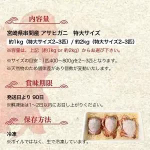 【先行予約】＜2026年11月より順次発送予定＞宮崎県串間市産 特大アサヒガニ1kg_K027-015-01