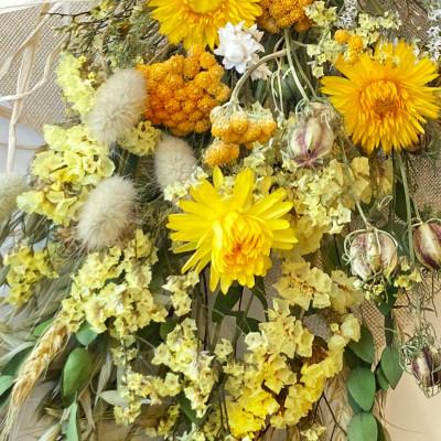 ふるさと納税 茅野市 信州 八ヶ岳の麓から贈るドライフラワースワッグ M(イエロー) |  | 02