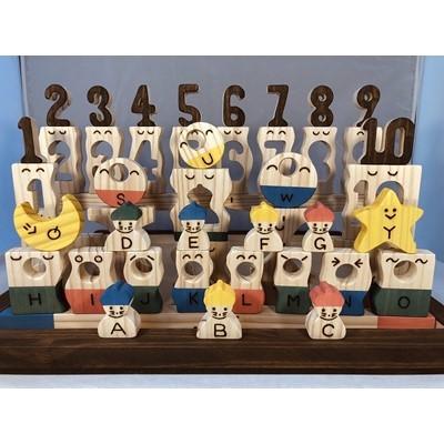 ふるさと納税 田川市 木のおもちゃ「コロポコ積木パズル(デラックスW)1〜10・A〜Z」 |  | 02