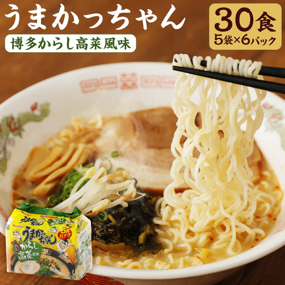 【ふるさと納税】うまかっちゃん 博多からし高菜風味 合計30食 5袋×6パック 豚骨ラーメン とんこつ ラーメン 袋麺 インスタント 福岡 九州 送料無料