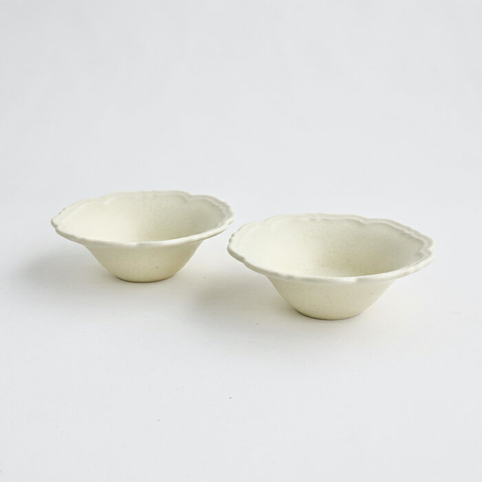 【ふるさと納税】【Awabi ware】輪花小鉢 ペアセット（アイボリー×2） 《決済から3ヶ月前後で発送》