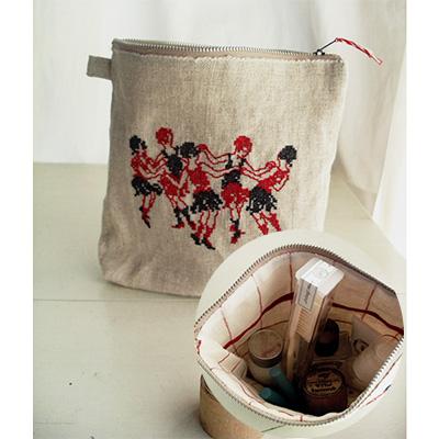 ふるさと納税 富士吉田市 ALDIN(アルディン)製ポーチ 【手作業限定生産】 コットンリネン地の刺繍入り小物入れ 日本製 |  | 01