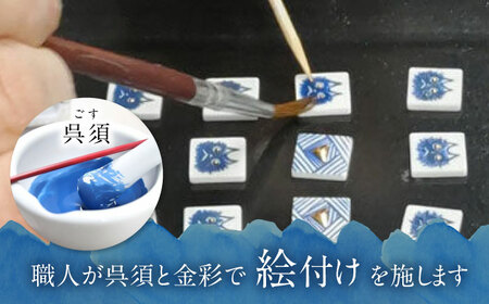 【美濃焼】 手描きの小さなタイルピアス 『水玉』 多治見市 / 七窯社 ピアス アクセサリー おしゃれ[TAP072]
