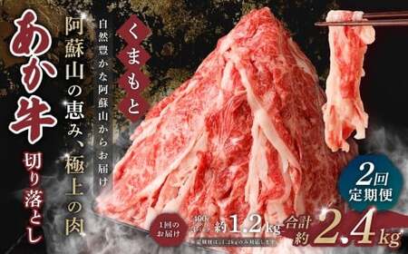 【 2回 定期便 】くまもと あか牛 切り落とし 1.2kg×2回 計2.4kg 肉 牛肉 和牛 ブランド牛 あか牛 赤牛 赤身 切落し 冷凍