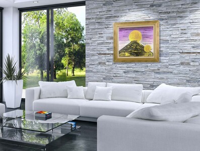 富士山溶岩パワーアート「黄金黒富士」