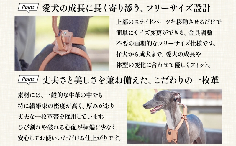 小型～中型犬対応スライドコントロールハーネス【ナチュラル】