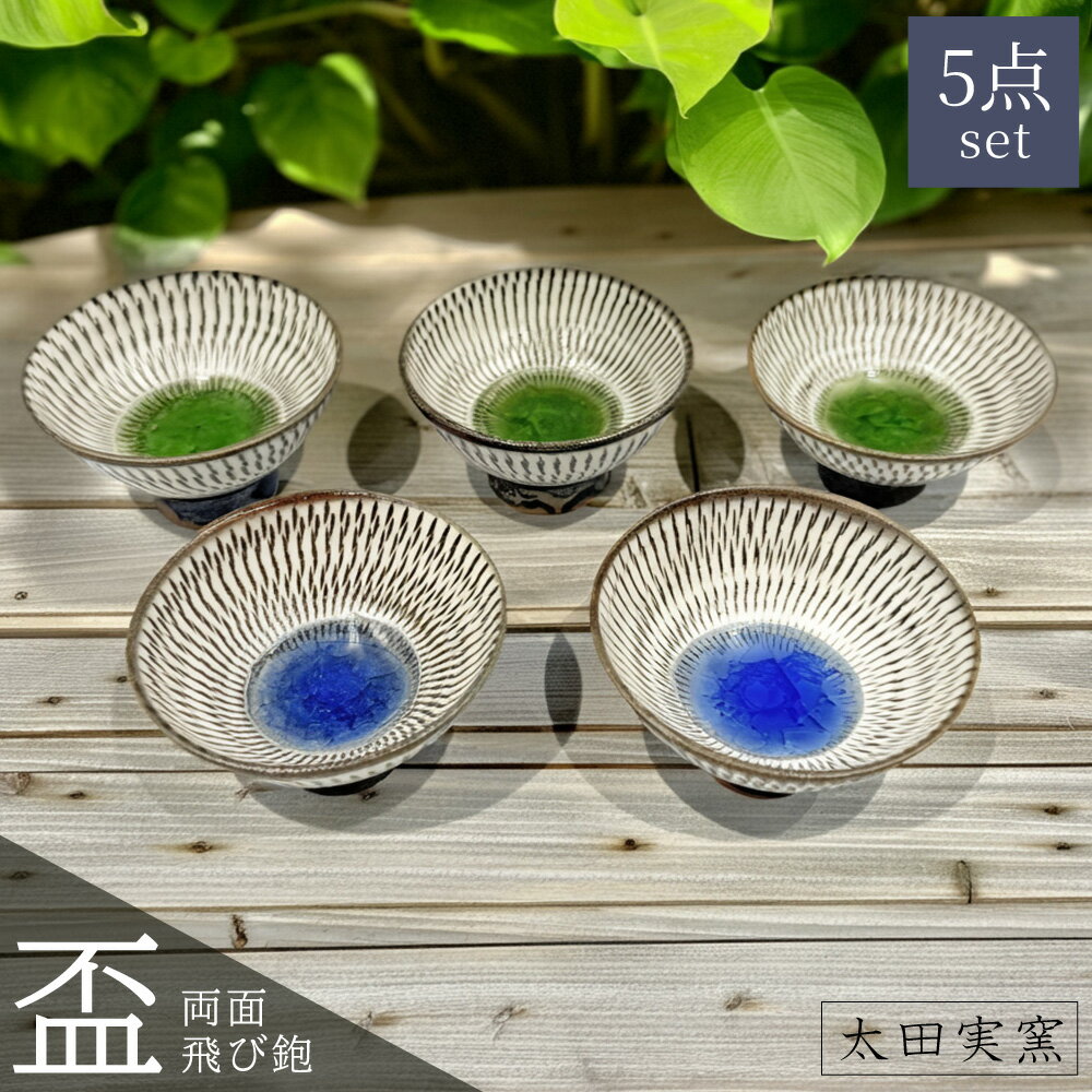 【ふるさと納税】両面 飛び鉋 盃 5点 セット【太田実窯】