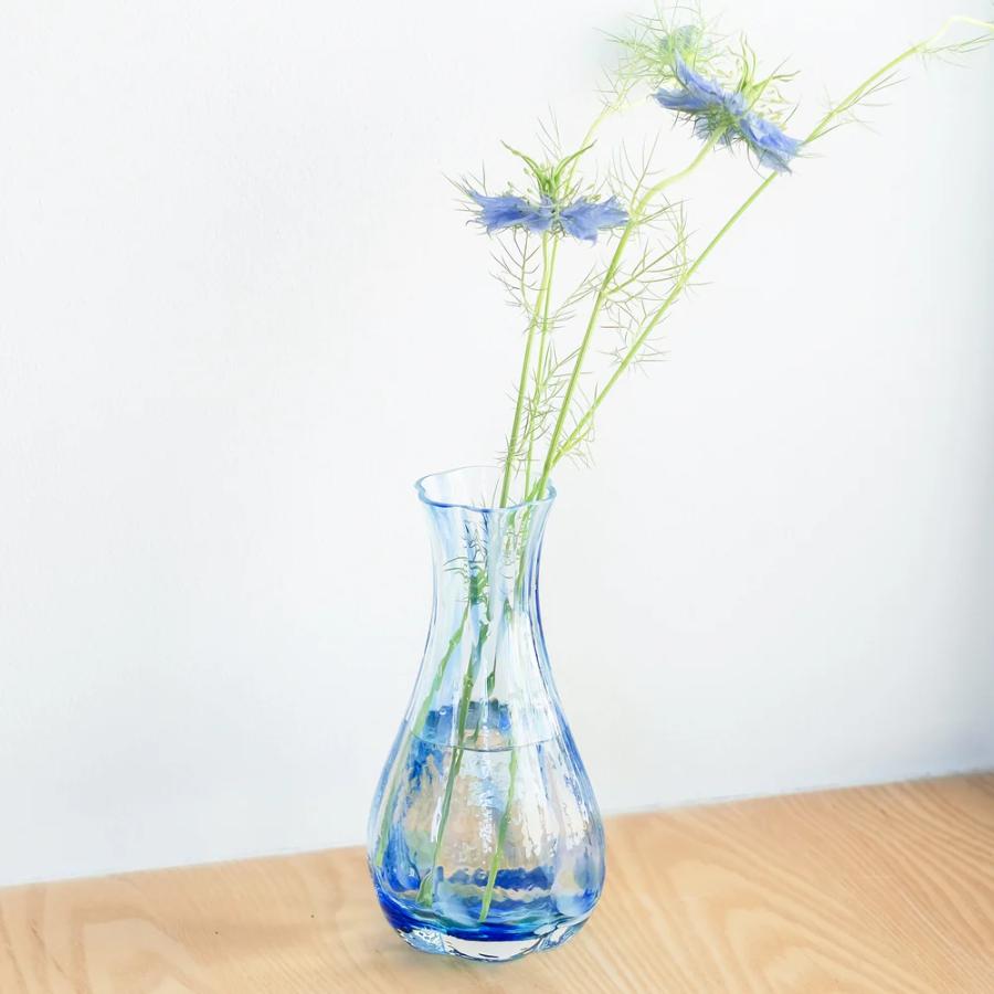 ＜津軽びいどろ＞花ひかり一輪挿し シーブルー