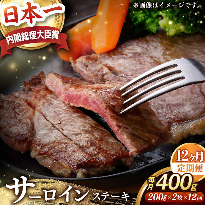 【ふるさと納税】【全12回定期便】【内閣総理大臣賞受賞】 A5ランク 長崎和牛 出島ばらいろ サーロインステーキ 約400g（約200g×2枚） 長与町/岩永ホルモン [EAX036] 国産 冷凍肉ステーキ 和牛 真空パック ステーキ