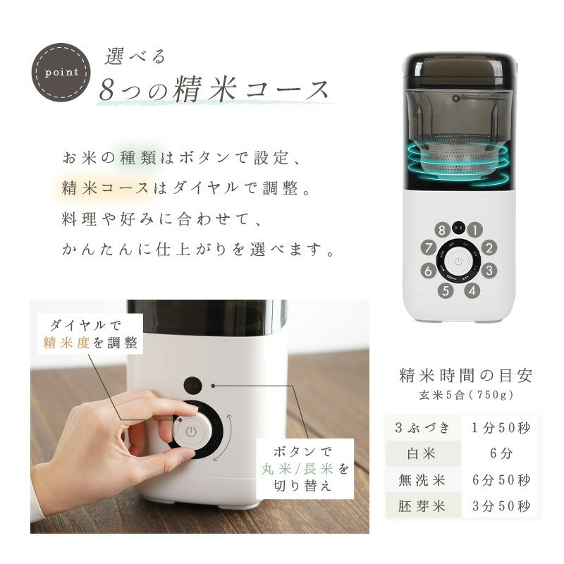 ８つの精米コース