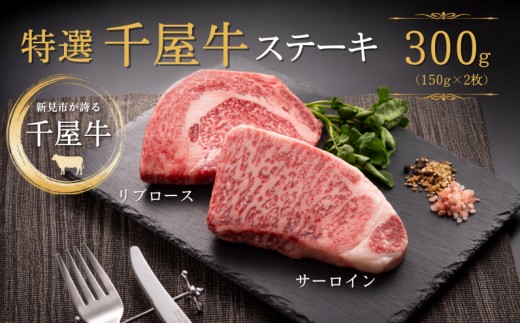 特選千屋牛 ステーキ 300g（サーロイン150g リブロース150g）