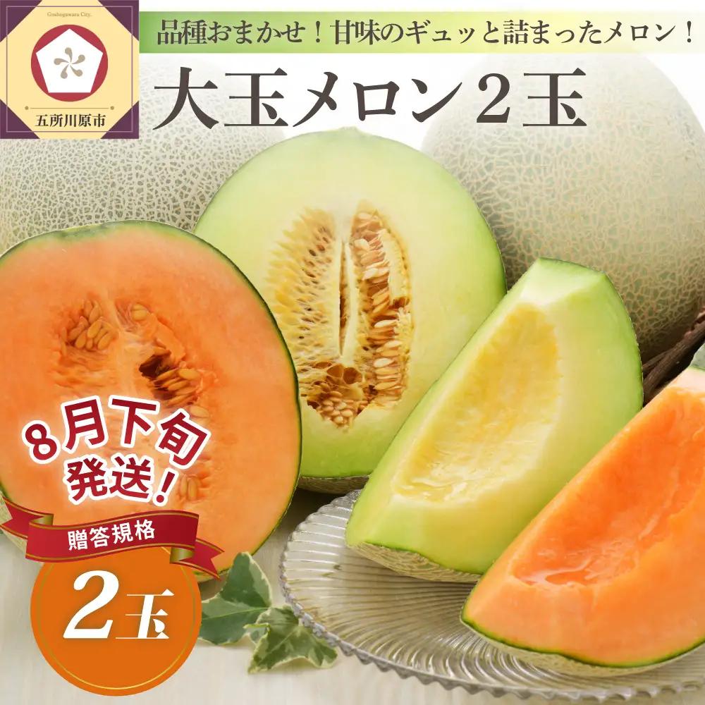 【8月下旬発送】 メロン 大玉 2玉 贈答用 青森県産 メロン