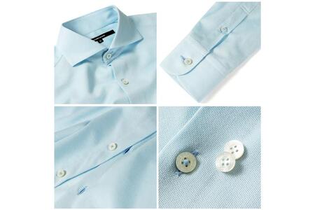 DJS-787 decollouomo メンズドレスシャツ 長袖（生地／オーヴァーチュア）クラシックタイプ　ライトブルー／Mサイズ