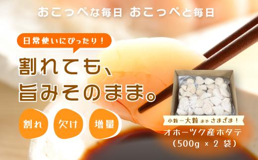 【お試しホタテ】オホーツク産ホタテ（500g×2袋）【21041】