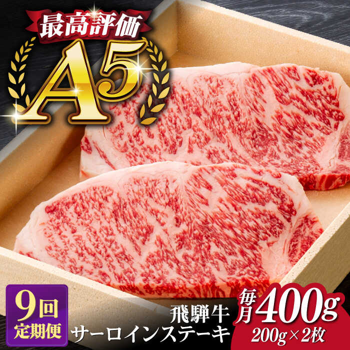 【ふるさと納税】【9回定期便】飛騨牛 サーロイン ステーキ 2枚 200g 5等級 A5 贅沢三昧定期便 国産 和牛 岐阜県 岐阜市/だるまミート[ANBE011]