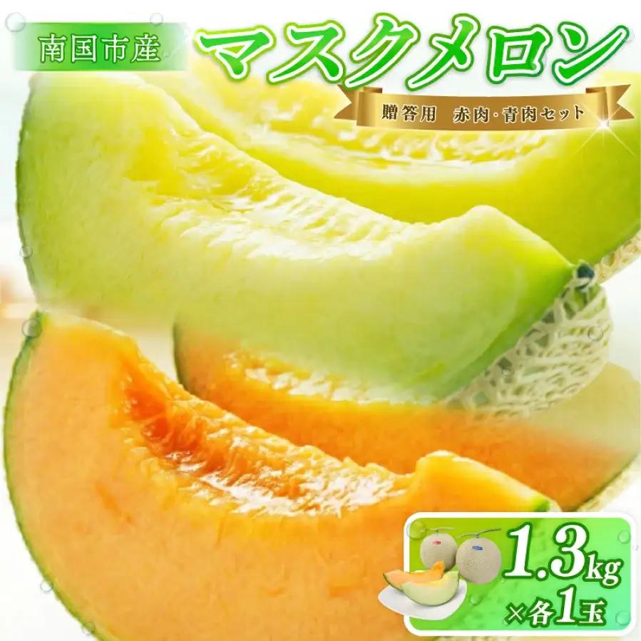 【先行予約】マスクメロン（贈答用） 2玉入 青肉赤肉 高級メロン！ ／ マスクメロン 果物 フルーツ ギフト 農家直送 NE030