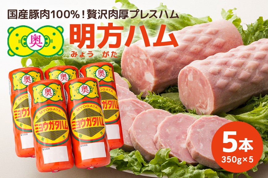 
                  明方ハム 5本セット│ハム セット 国産 豚肉 肉 惣菜 おかず 弁当 おつまみ ステーキ 国産豚肉 100% 熟成 プレスハム 冷蔵 精肉 肉加工品 加工品 ギフト 贈答用 贈答品 お歳暮 お中元 岐阜県 川辺町
                