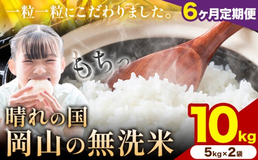 【6ヶ月定期便】晴れの国岡山の無洗米 10kg 岡山県産 無洗米 無洗 米 矢掛町《申し込み翌月から発送》米 コメ 定期便