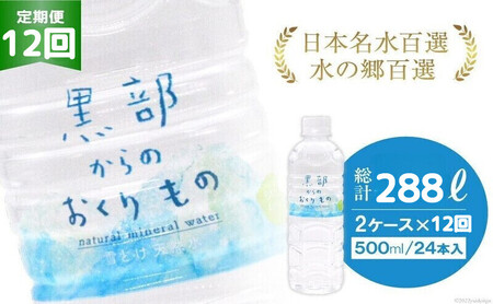 ミネラルウォーター 黒部からのおくりもの 名水百選 ミネラルウォーター【500ml×24本×2ケース×12回】【定期便】