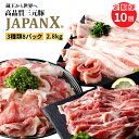 【ふるさと納税】【定期便：全10回】 JAPANX 3種 スライス セット バラ 肩ロース 小間 計2.8kg オンライン 申請 ふるさと納税 宮城 白石 豚肉 ブランド豚 新鮮 甘い 柔らかい 肉 JAL機内食 採用 賞受賞 定期便 10ヶ月 白石市【04172】