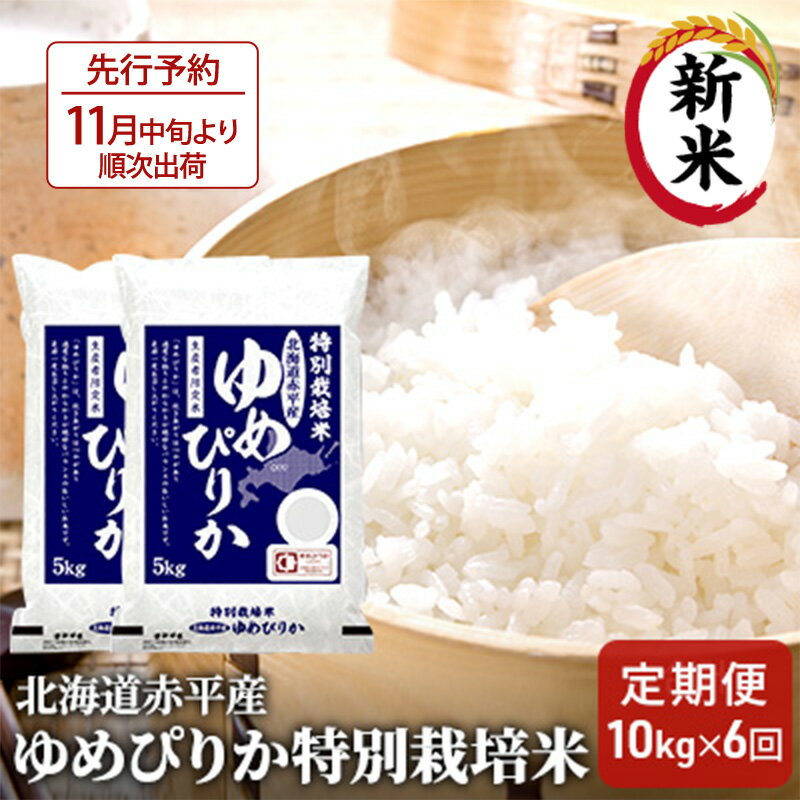 【ふるさと納税】北海道赤平産 ゆめぴりか 10kg (5kg×2袋) 特別栽培米 【6回お届け】 米 北海道 定期便 お米 　お届け：2025年11月中旬より順次出荷