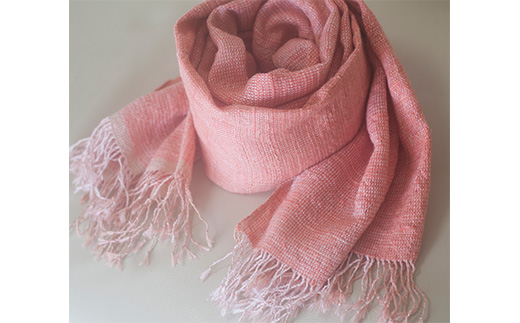 【高級国産シルク100%】　手織り草木染め手紡ぎ真綿糸（絹100％）とピュアカシミヤのストール（箱無しサイズ変更）