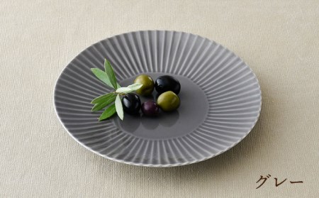 【波佐見焼】しのぎ グレー＆若草 中皿・大皿 ４枚セット プレート 6寸皿 7寸皿【一龍陶苑】[CC73]