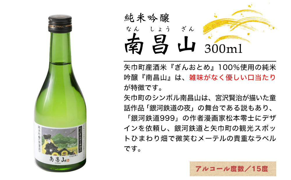 矢巾町産酒米『ぎんおとめ』100％使用！純米吟醸『南昌山』　300ml×3本_イメージ3