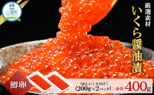 いくら醤油漬け 鱒卵 200g×2パック (合計400g)  【 いくら 小分けパック 鱒いくら 小粒厳選 いくら醤油漬け いくら醤油漬 北海道 小分け 海産物 魚介類 水産物応援 水産物支援 年内発送 年内配送 】