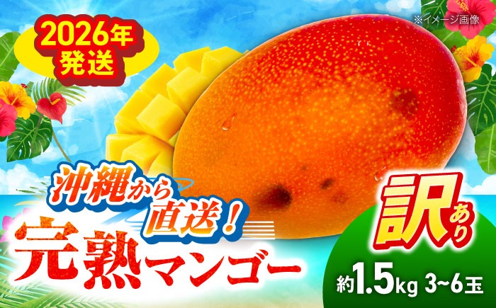 【2026年発送】訳あり 完熟マンゴー 約1.5kg (3～6玉入) マンゴー 沖縄 果物 フルーツ ギフト 沖縄市 / ちゃんぷる～市場 [BCAA001]