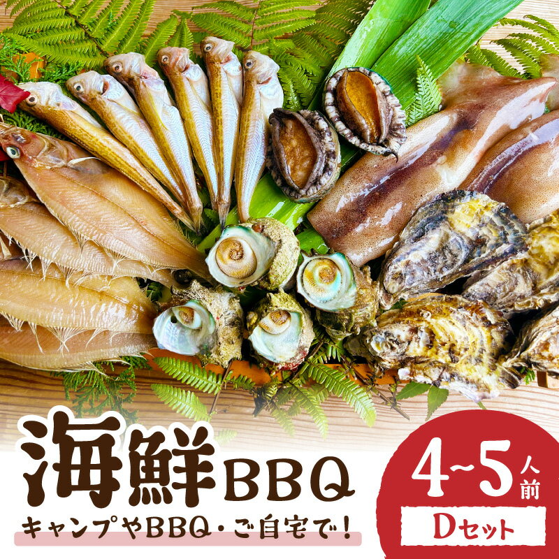 【ふるさと納税】【2025年4月中旬〜発送】大満足！京丹後・海鮮BBQ Dセット 贅沢アワビ付 6種22品（4～5人前） 魚介類 さざえ 蠑螺 カキ かき いか かれい あわび 鮑 バーベキュー ばーべきゅー きゃんぷ アウトドア あうとどあ 個包装 冷凍 送料無料