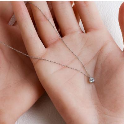 ふるさと納税 大津市 プラチナ900【0.2ct ラボダイヤモンドネックレス】ミルグレイン 未来の輝き 一粒ペンダント |  | 02
