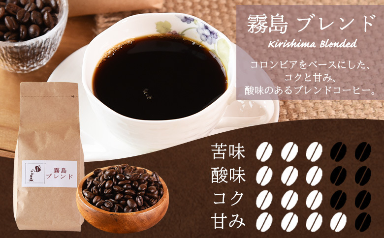 【冷蔵】＜【細挽き】ブレンドコーヒー 霧島ブレンド 2袋＞coffee 珈琲 朝 プレゼント 贈り物 2種 ホット 豆 細挽き 中挽き 粗挽き お好み ドリップ お茶の時間 休憩 カフェイン 袋 お家