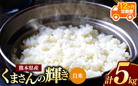【定期便12回】令和7年産 新米 熊本県産 くまさんの輝き 白米 5kg | 小分け 5kg × 1袋 こめ 米 白米 ごはん 銘柄米 ブレンド米 単一米 人気 日本遺産 菊池川流域 こめ作り ごはん ふるさと納税 返礼品